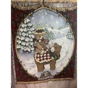 Bainbridge Bears "Which Way To Christmas"Throw Blanket 50"x59" Afghan Tapestry